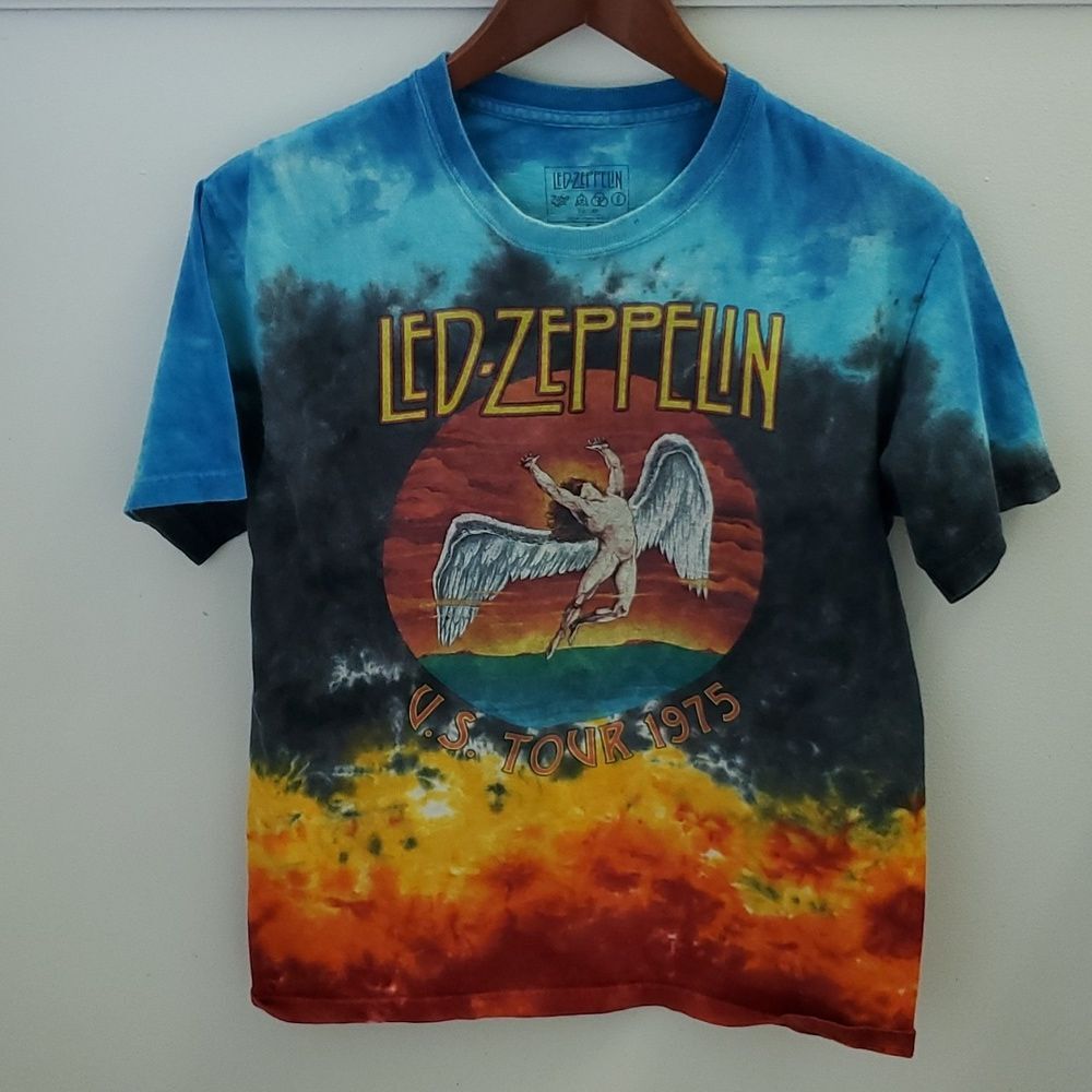 Led Zeppelin US Tour 1975 Graphic Band Tee Size Small Tie Dye Pattern